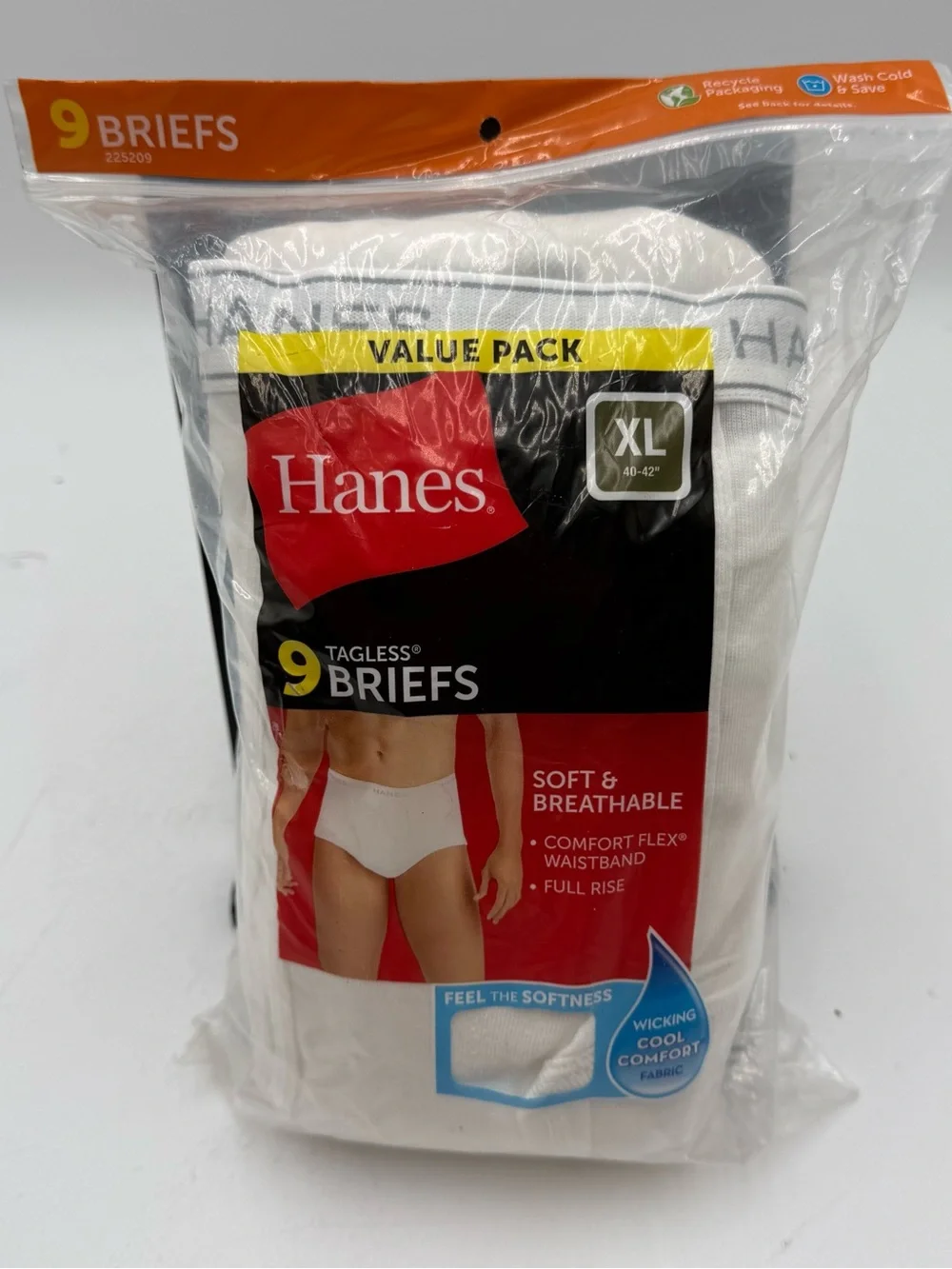 Hanes Men's White 9-Pack Tagless Briefs - XL
